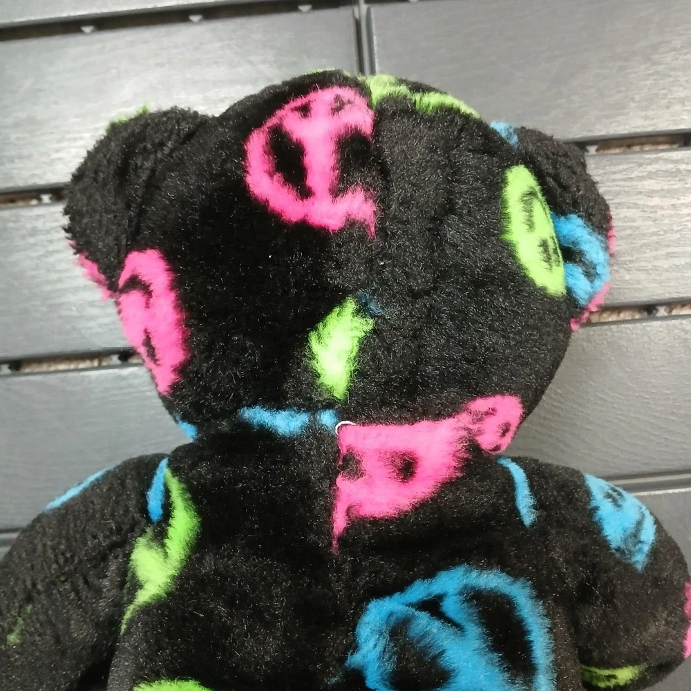 Build-A-Bear Black Peace Sign Smiley Face Bear 15